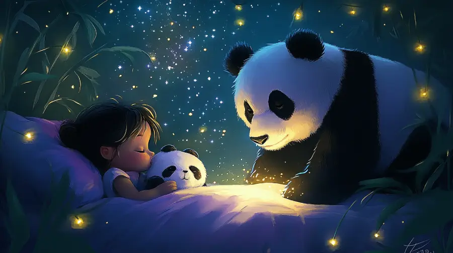 The Child Who Rode a Sleepy Panda – A Gentle Bedtime Tale About Moonlight, Magic, and Dreamy Forests