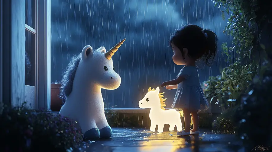 The Unicorn in the Backyard – A Magical Bedtime Story About Storms, Portals, and Kindness Under Moonlight