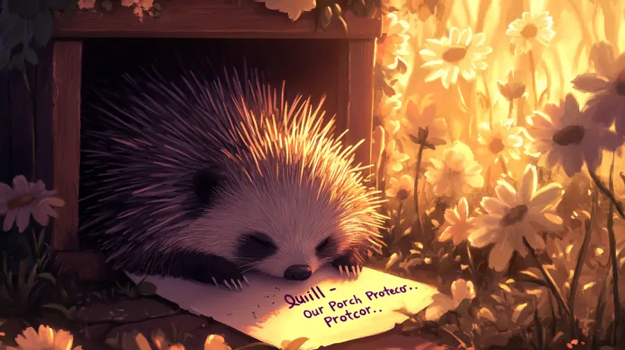 Quill the Porcupine’s Porch Patrol – A Gentle Hero with a Spiky Defence