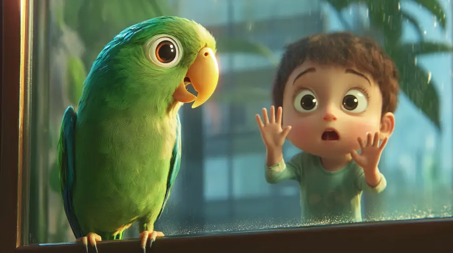 Bella the Bird’s Beak Tap – How a Clever Parrot Warned Her Family That Baby Lily Was Stuck Outside