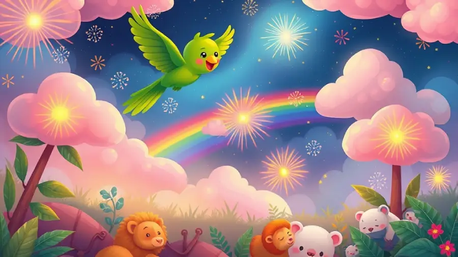 The Parrot Who Painted Pillow Clouds – How Pablo Brought Colourful Dreams to the Jungle with Every Wingstroke