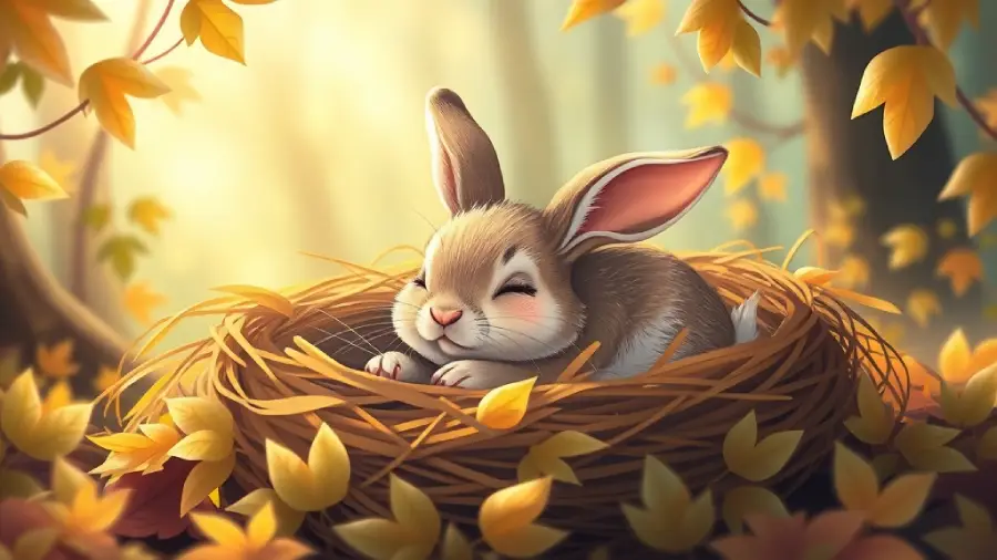 The Rabbit Who Built a Bed from Leaves – How Remy Found Peace in a Nest of Autumn Gold